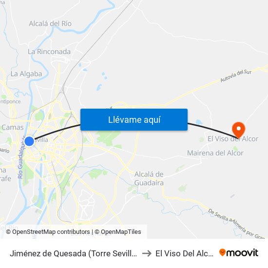 Jiménez de Quesada (Torre Sevilla) to El Viso Del Alcor map