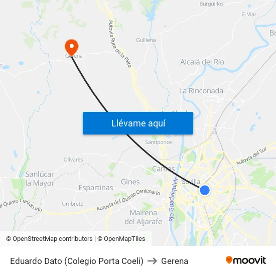Eduardo Dato (Colegio Porta Coeli) to Gerena map