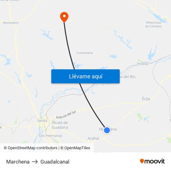 Marchena to Guadalcanal map