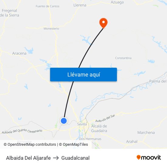 Albaida Del Aljarafe to Guadalcanal map