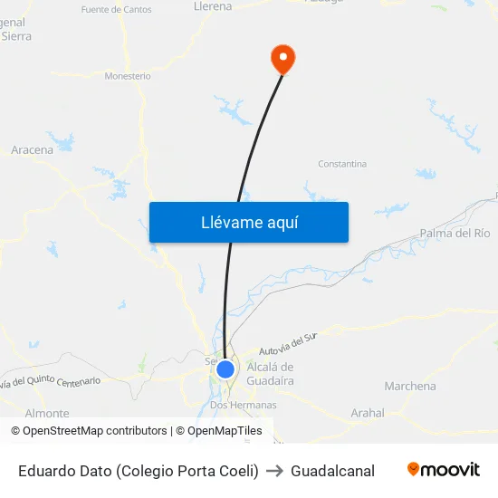 Eduardo Dato (Colegio Porta Coeli) to Guadalcanal map