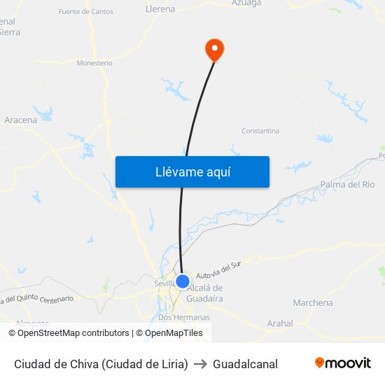 Ciudad de Chiva (Ciudad de Liria) to Guadalcanal map