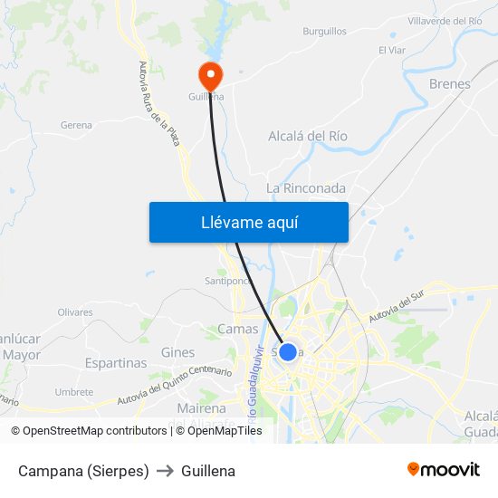 Campana (Sierpes) to Guillena map