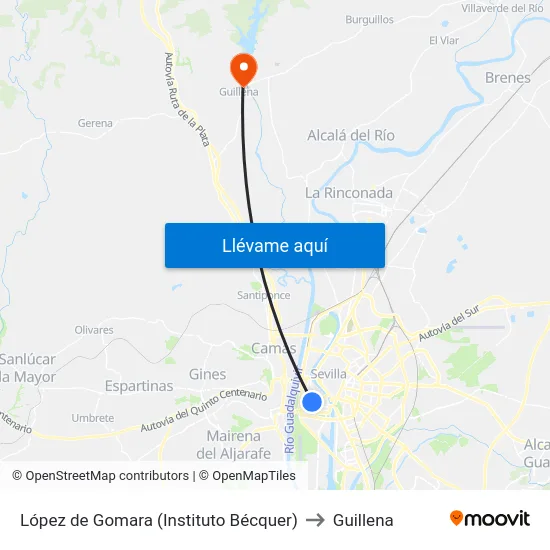 López de Gomara (Instituto Bécquer) to Guillena map
