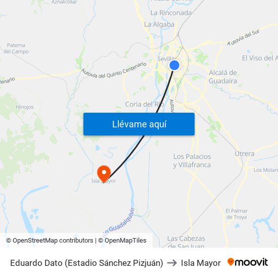 Eduardo Dato (Estadio Sánchez Pizjuán) to Isla Mayor map