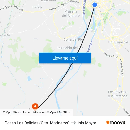 Paseo Las Delicias (Glta. Marineros) to Isla Mayor map