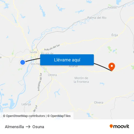 Almensilla to Osuna map