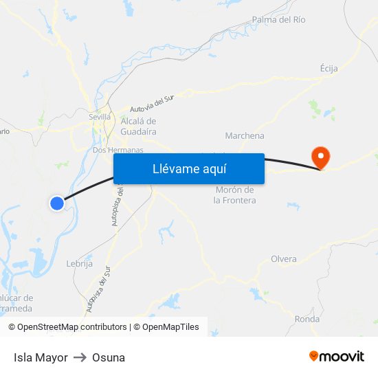 Isla Mayor to Osuna map