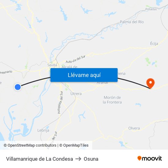 Villamanrique de La Condesa to Osuna map