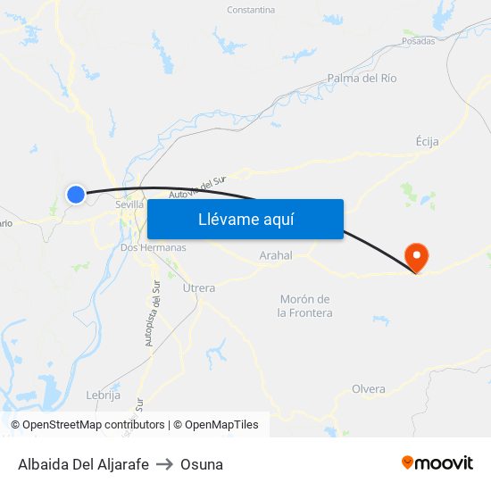 Albaida Del Aljarafe to Osuna map