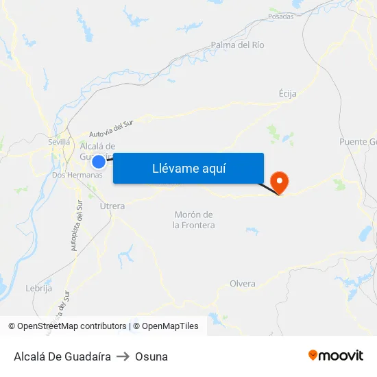 Alcalá De Guadaíra to Osuna map
