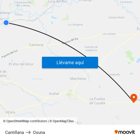 Cantillana to Osuna map