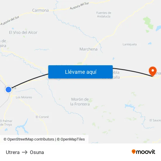 Utrera to Osuna map