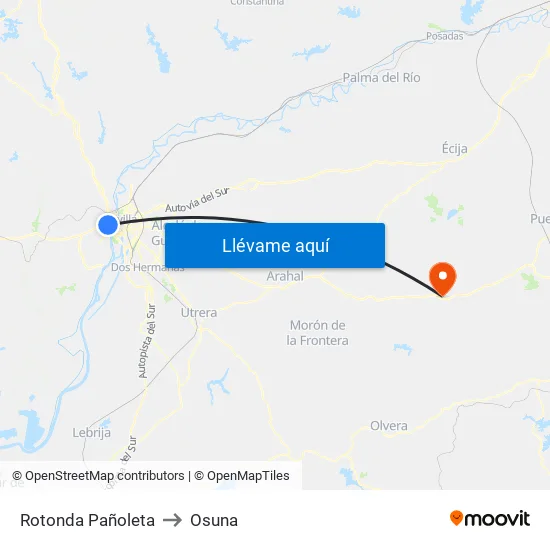 Rotonda Pañoleta to Osuna map