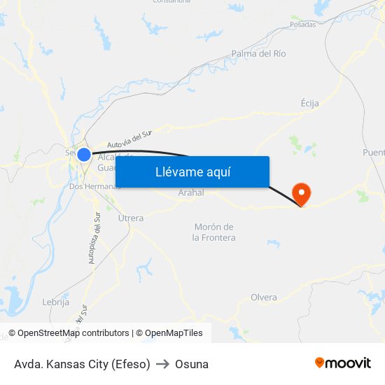 Avda. Kansas City (Efeso) to Osuna map