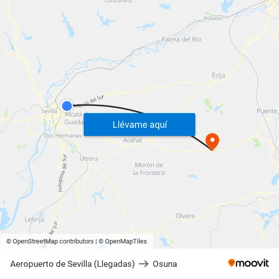 Aeropuerto de Sevilla (Llegadas) to Osuna map