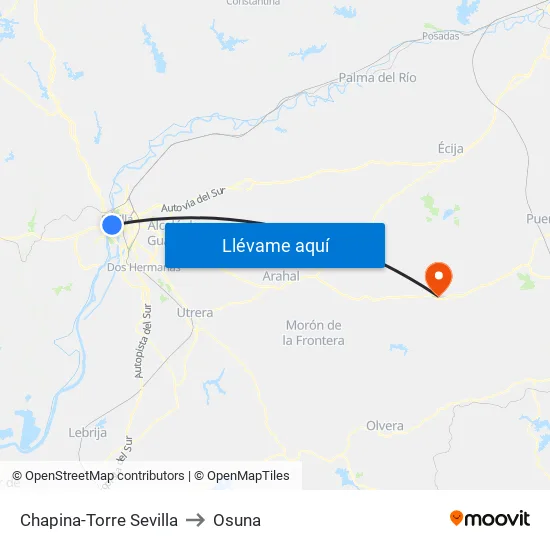 Chapina-Torre Sevilla to Osuna map