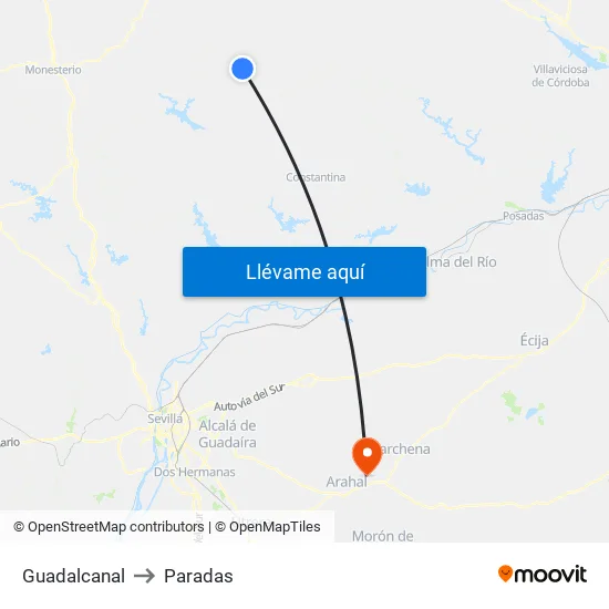 Guadalcanal to Paradas map