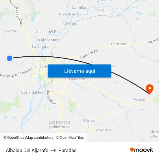 Albaida Del Aljarafe to Paradas map