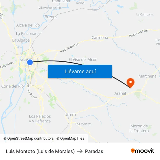 Luis Montoto (Luis de Morales) to Paradas map