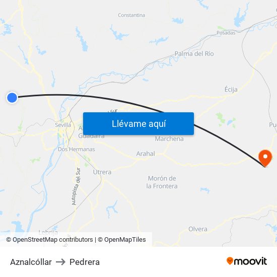 Aznalcóllar to Pedrera map