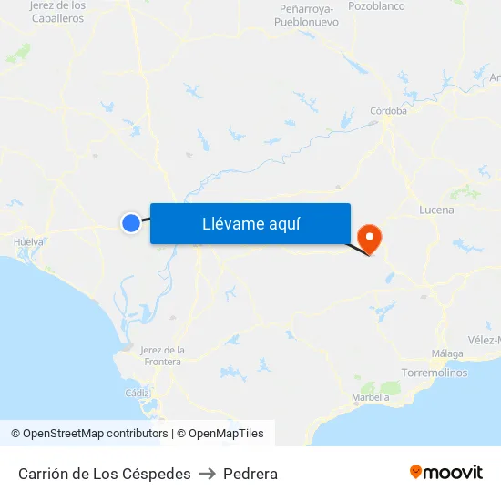 Carrión de Los Céspedes to Pedrera map