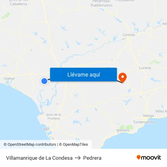 Villamanrique de La Condesa to Pedrera map