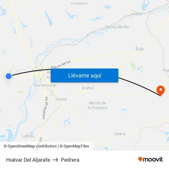 Huévar Del Aljarafe to Pedrera map