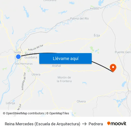 Reina Mercedes (Escuela de Arquitectura) to Pedrera map