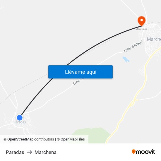 Paradas to Marchena map