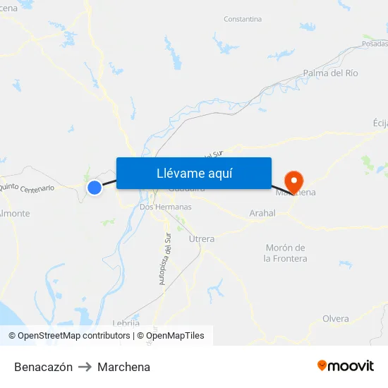 Benacazón to Marchena map