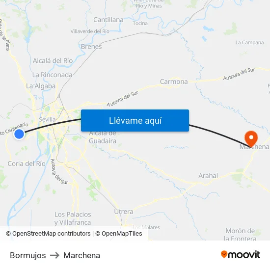 Bormujos to Marchena map