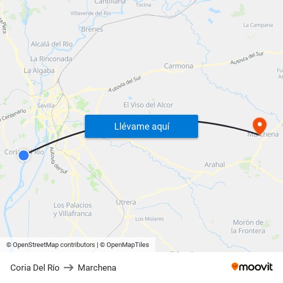 Coria Del Río to Marchena map