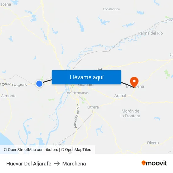Huévar Del Aljarafe to Marchena map