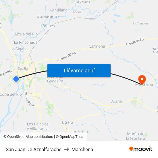 San Juan De Aznalfarache to Marchena map