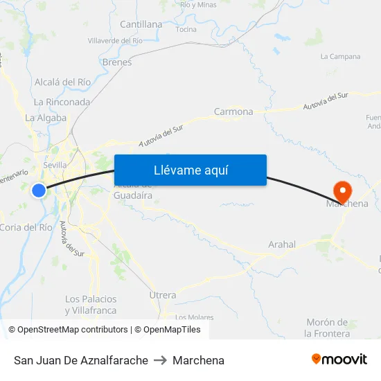 San Juan De Aznalfarache to Marchena map