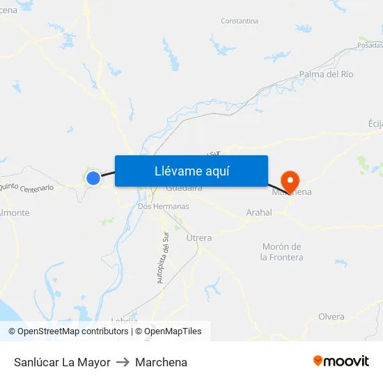 Sanlúcar La Mayor to Marchena map