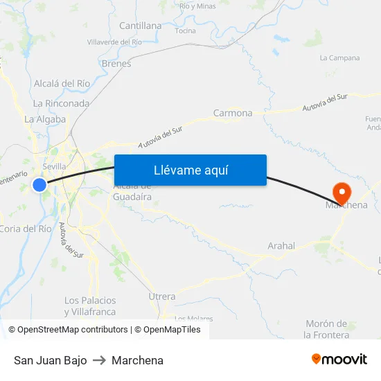San Juan Bajo to Marchena map
