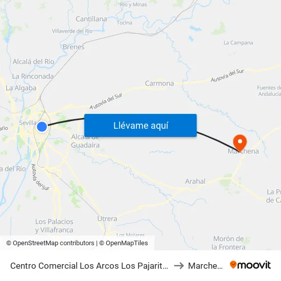 Centro Comercial Los Arcos Los Pajaritos to Marchena map