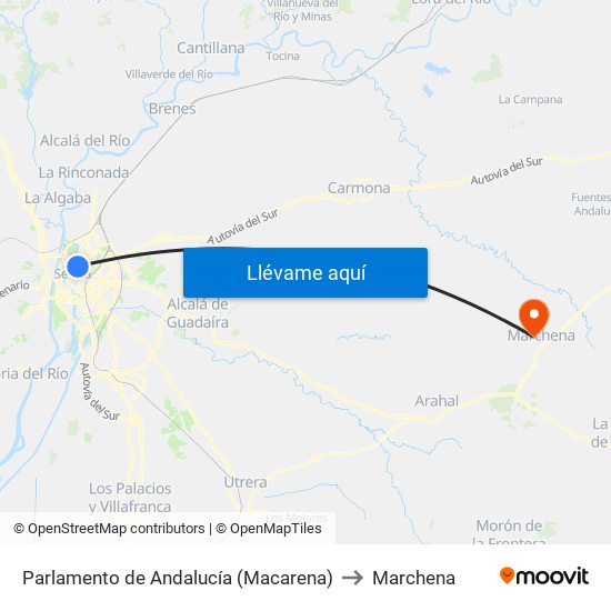 Parlamento de Andalucía (Macarena) to Marchena map