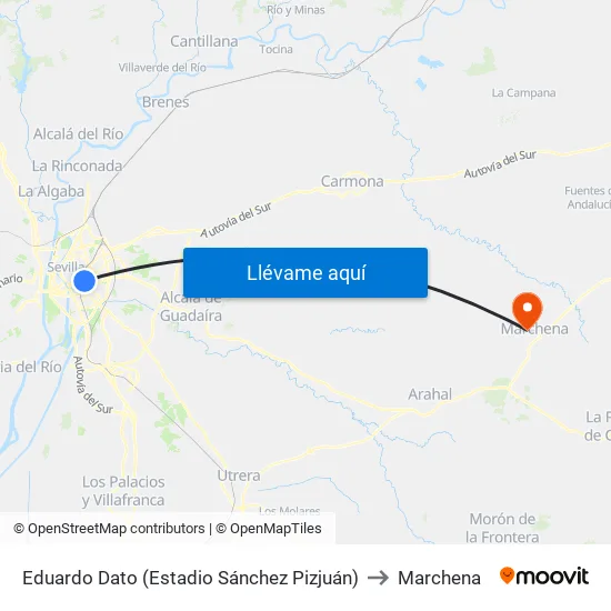 Eduardo Dato (Estadio Sánchez Pizjuán) to Marchena map