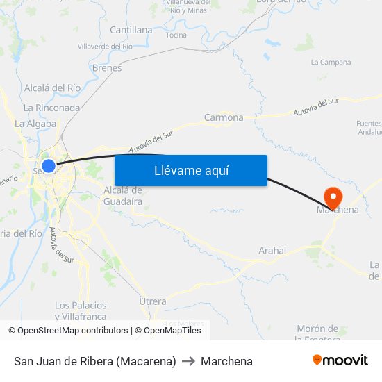 San Juan de Ribera (Macarena) to Marchena map