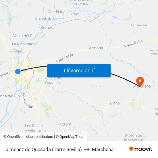 Jimenez de Quesada (Torre Sevilla) to Marchena map