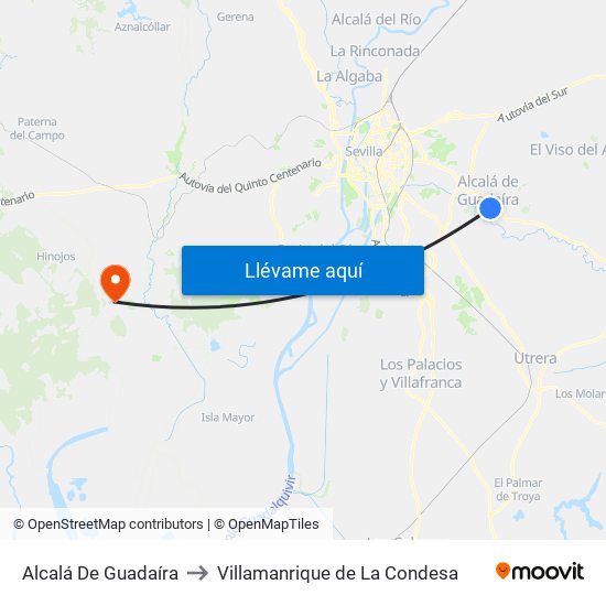 Alcalá De Guadaíra to Villamanrique de La Condesa map