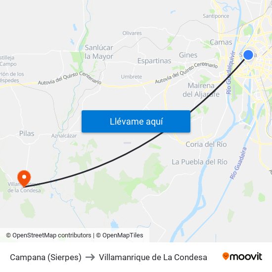 Campana (Sierpes) to Villamanrique de La Condesa map