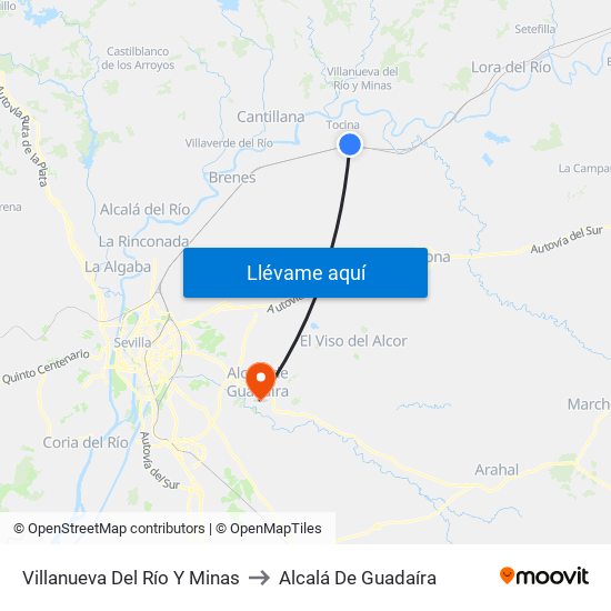 Villanueva Del Río Y Minas to Alcalá De Guadaíra map