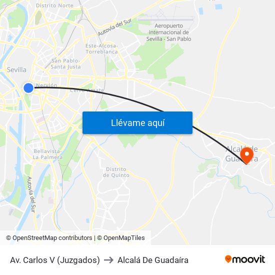 Av. Carlos V (Juzgados) to Alcalá De Guadaíra map