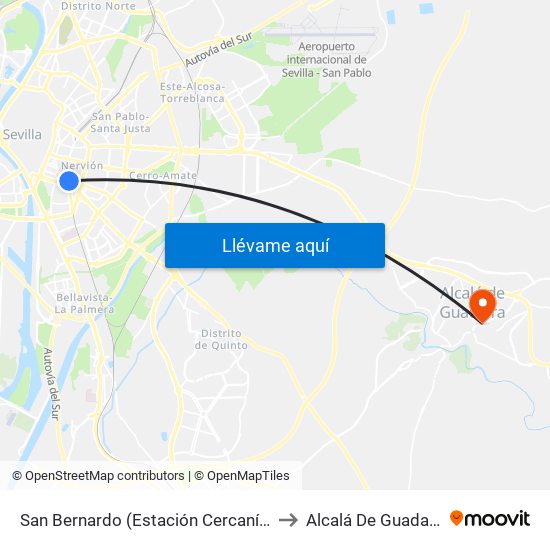 San Bernardo (Estación Cercanías) to Alcalá De Guadaíra map