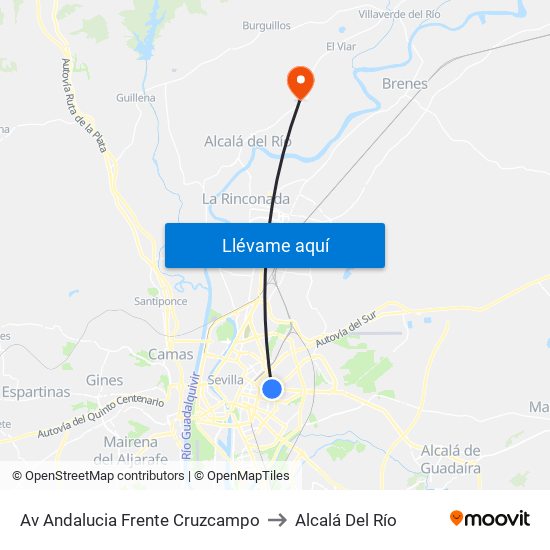 Av Andalucia Frente Cruzcampo to Alcalá Del Río map