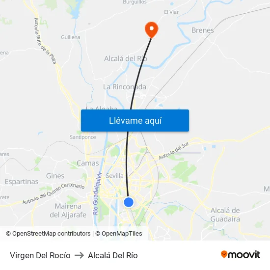 Virgen Del Rocío to Alcalá Del Río map